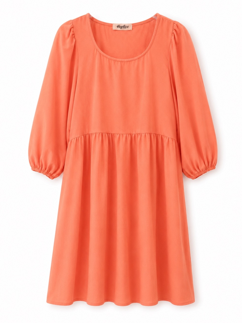 Haptics Women's Coral Puff Sleeve Square Neck Babydoll Midi Dress Size S